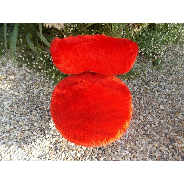 Mid-Century Modern 1960s Mid Century Modern French Red Fluffy Chair For Sale - Image 3 of 7