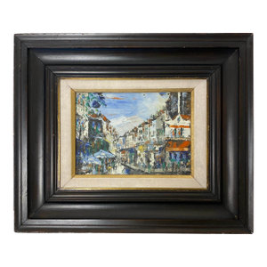 Small French Cityscape Oil Painting, Paris France Street Scene Painting