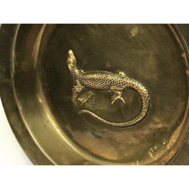Arts And Crafts Brass And Copper Charger Decorated with A Lizard. 43 cms diameter