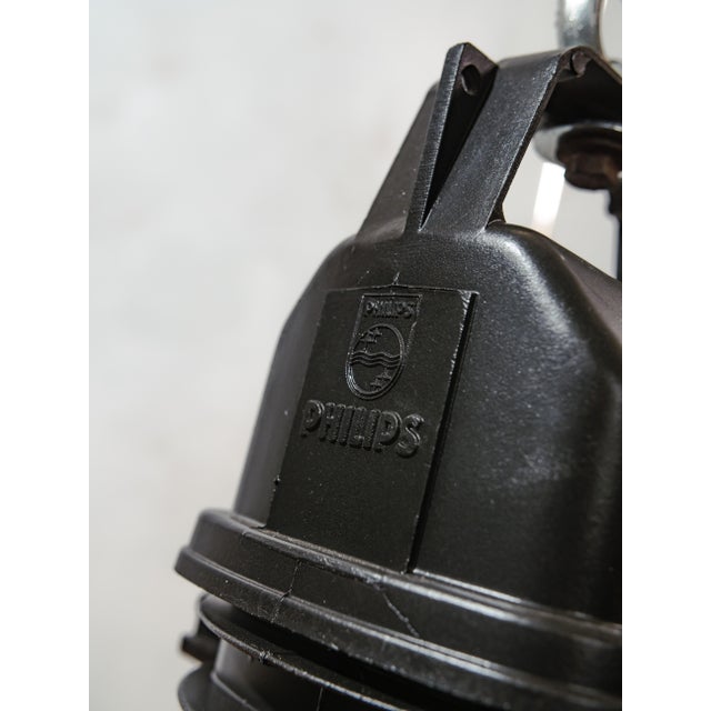 HDK Black Enamel and Black Cast Aluminum Factory Pendant Light from Philips, Holland, 1950s For Sale - Image 10 of 14
