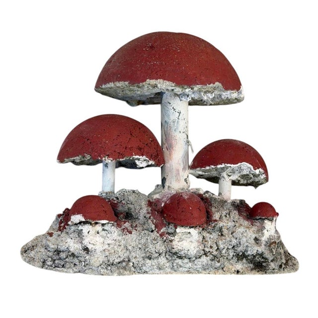 Vintage Brutalist Style Cast Stone Mushroom Garden Sculpture For Sale - Image 4 of 9