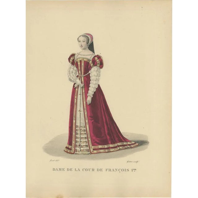 After Louis-Marie Lanté, Illustration of a Lady of the Court of François I, 1900, Engraving For Sale