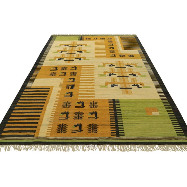 1950s Vintage Scandinavian Kilim With Geometric Patterns | Rug and Kilim For Sale - Image 5 of 7