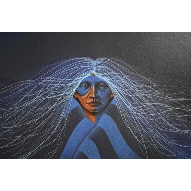 Frank Howell's "Lakota Blue Aura," a limited edition serigraph published in 1998 by Frank Howell Inc. as a commemorative...