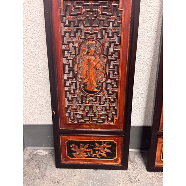 Antique Chinese Carved Wood Window Panels, Pair For Sale In San Francisco - Image 6 of 12