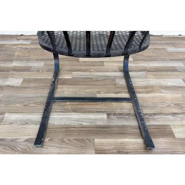 Vintage Mid-Century Modern Wrought Iron Patio Conversation Set | Loveseat & 2 Bouncer Chairs | Russell Woodard Style For Sale - Image 9 of 18