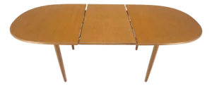 Butterfly Pop Up Self Storing Leaf Oval Danish Modern Teak Dining Table
