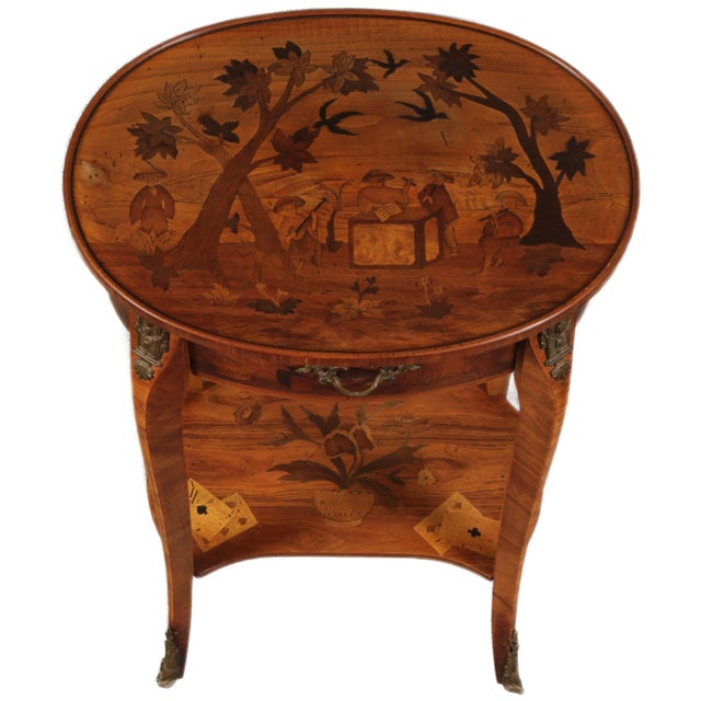 Antique Louis XV Style Side Tables with Chinoiserie Inlay, 1920s, Set of 2 For Sale - Image 9 of 18