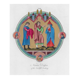 Norman Dress of the Twelfth Century Hand Colored Gilt Engraving