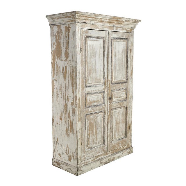Wooden Cabinet with White Patina For Sale - Image 3 of 7