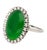 Metal Antique Jadeite Jade & Diamond Halo Platinum 900 Statement Ring, Size 6 For Sale - Image 7 of 8