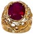 5 Carat Treated Oval Ruby 14 Karat Yellow Gold Cocktail Ring For Sale - Image 15 of 18