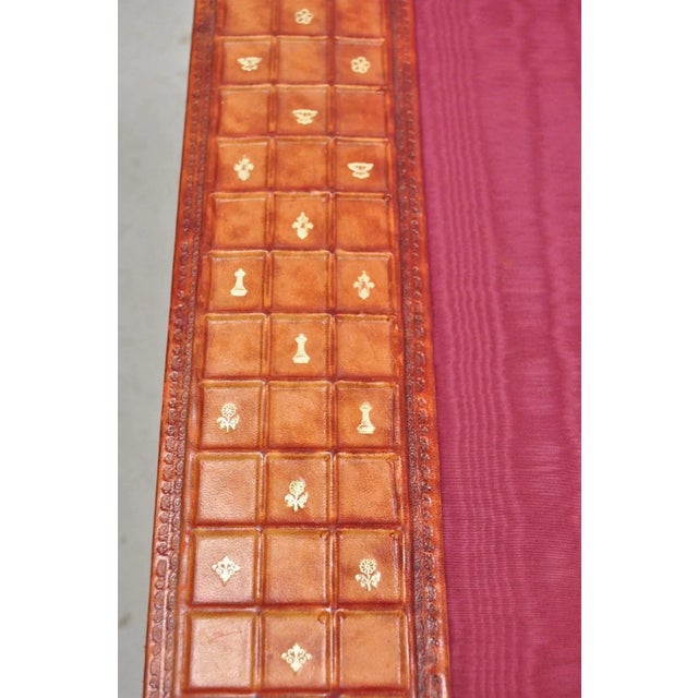Vintage Italian Hollywood Regency Red Tooled Leather Gold Gilt 3 Pc Desk Set For Sale In Philadelphia - Image 6 of 12