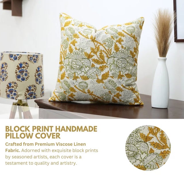 Add a touch of handcrafted sophistication to your home with Fabdivine’s Akash ganga block print cushion cover. Made from...