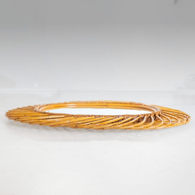 Mid- Century Modern Sunburst Bamboo Mirror, Franco Albini, Italy 1960s A stunning expression of Italian craftsmanship,...