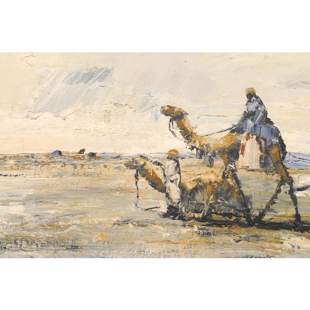 Mid 20th Century Signed Oil on Canvas Desert Caravan Scene For Sale In Atlanta - Image 6 of 13