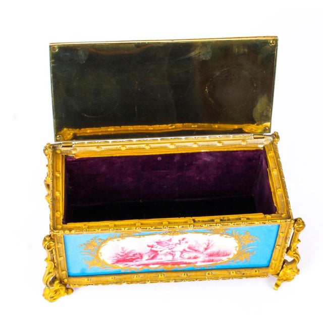 French Sevres Porcelain and Ormolu Jewelry Casket, 19th Century For Sale - Image 9 of 15