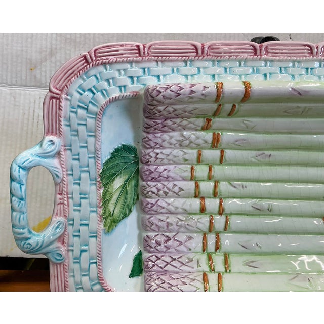 Late 20th Century Victorian Style Italian Hand Painted Asparagus Serving Platter For Sale - Image 5 of 6