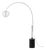 Tambo Arc Floor Lamp - Satin Nickel, Sphere White Shade, Black Oak Wood Base, Dimmable For Sale