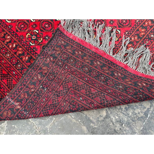 Vintage Afghan Hand Knotted Turkoman Tribal Rug For Sale - Image 9 of 9