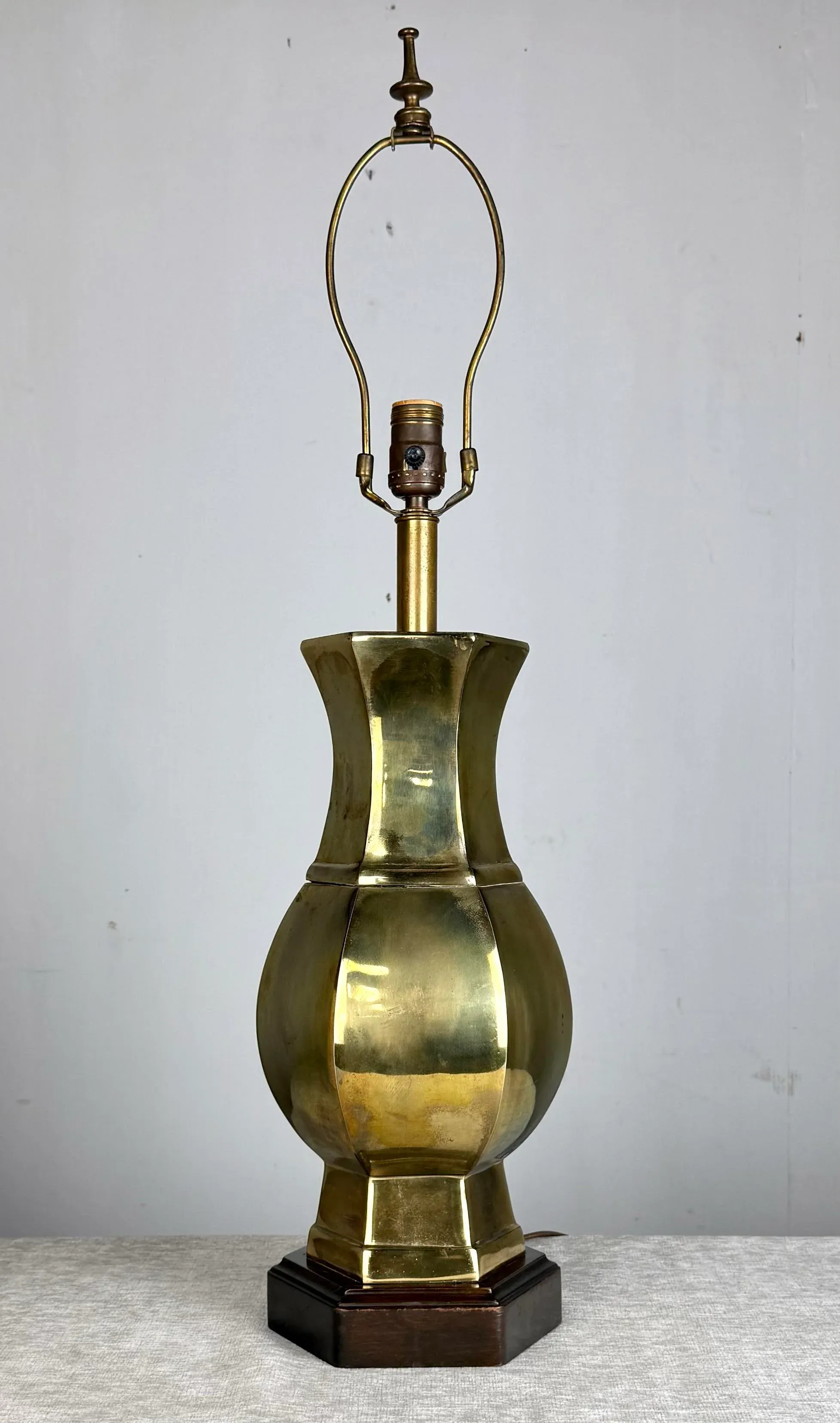 Mid 20th Century Frederick Cooper Hexagonal Brass & Wood