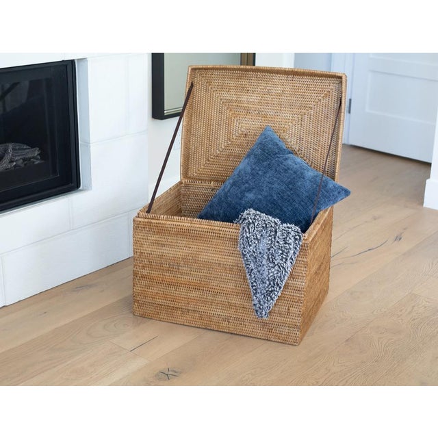 Boho Chic Artifacts Rattan Rectangular Hinged Chest/Trunk in Honey Brown - 23" For Sale - Image 3 of 8