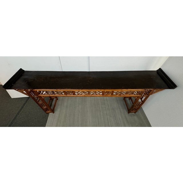 Chinese Bamboo Altar Table With Black Lacquer Top, Late 20th Century For Sale - Image 13 of 13