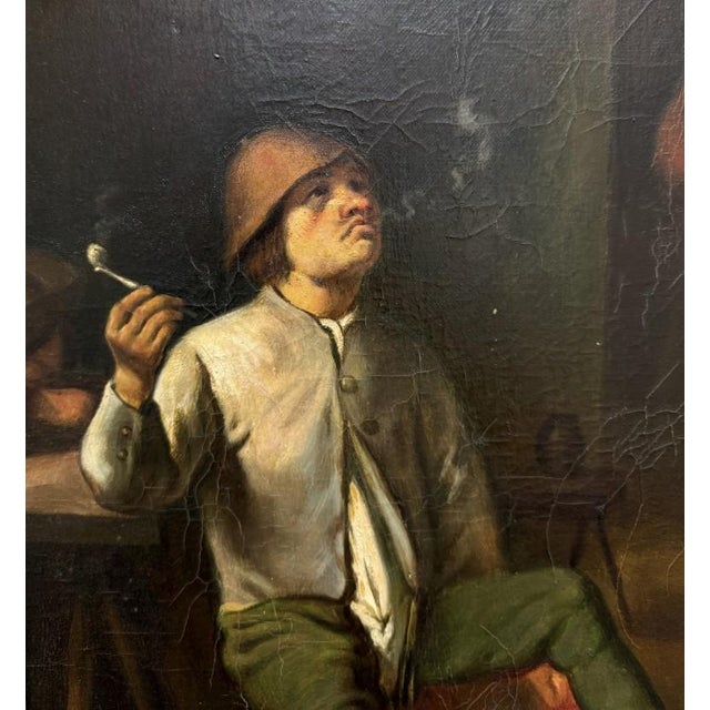 Early 20th Century Early 1900's Oil on Canvas "The Smoker" Signed Santamaria For Sale - Image 5 of 11
