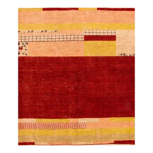 Modern Persian Gabbeh Handmade Red Art Deco Wool Rug