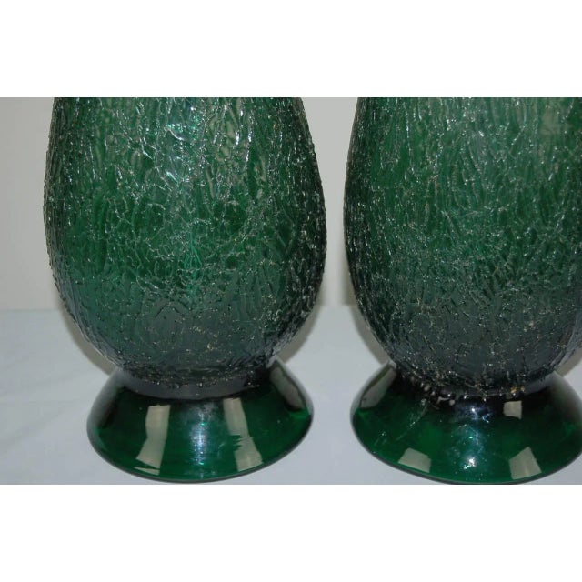 Murano Vintage Murano Glass Craquelure Lamps Green For Sale - Image 4 of 9