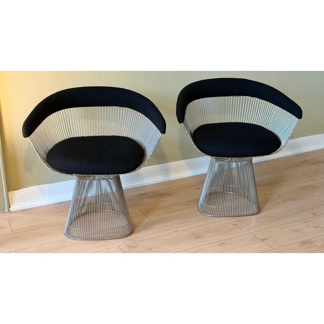 1990s Silver Armchairs in Black Upholstery by Warren Platner for Knoll, 1950s, Set of 2 For Sale - Image 5 of 17