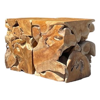 Mid 20th Century Vintage Boho Slab Root Side Tables - A Pair For Sale