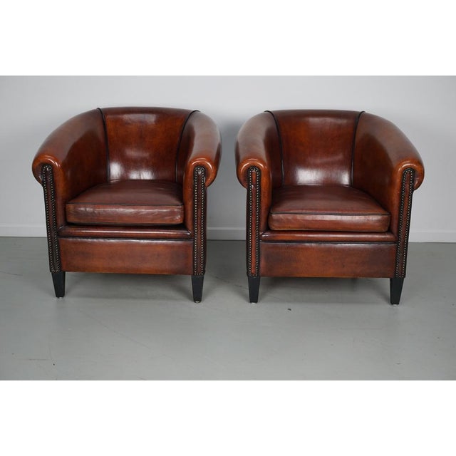 Vintage Dutch Cognac Leather Club Chairs, 1970s, Set of 2 For Sale - Image 18 of 18
