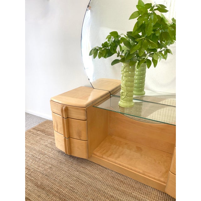 Vintage 1930s Heywood Wakefield Airflow Vanity Dressing Table Art Deco / Mid Century Modern Style For Sale - Image 9 of 18