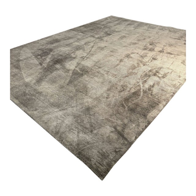 Restoration Hardware Rowe Rug – 9’ X 12’ Graphite | Hand-Knotted Wool & Viscose For Sale