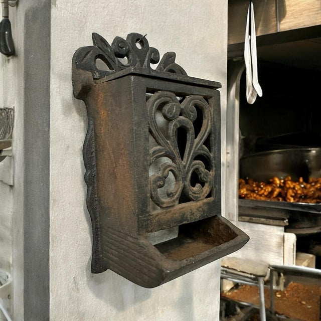 Vintage Cast Iron Matchbox Holder Wall Mount For Sale - Image 4 of 9