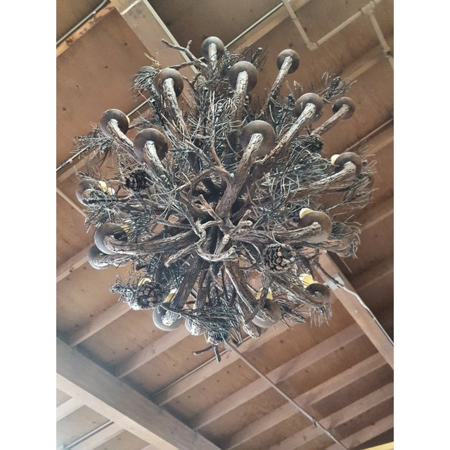 Wood Mountain Pine Cone 4-Tier Chandelier by Berry Bate For Sale - Image 7 of 8