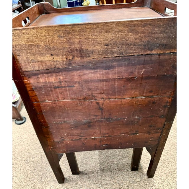 Late 18th Century Antique English George III Mahogany Gallery Top Bedside Commode For Sale - Image 5 of 12