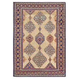 Doris Leslie Blau Antique Warm Tan With Light Beige Rug - c. 1930 Beshir Pattern For Sale