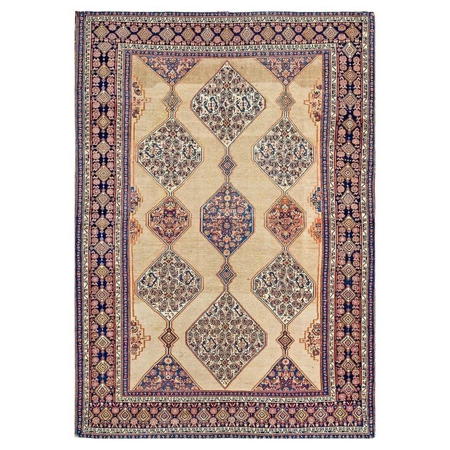 Doris Leslie Blau Antique Warm Tan With Light Beige Rug - c. 1930 Beshir Pattern For Sale