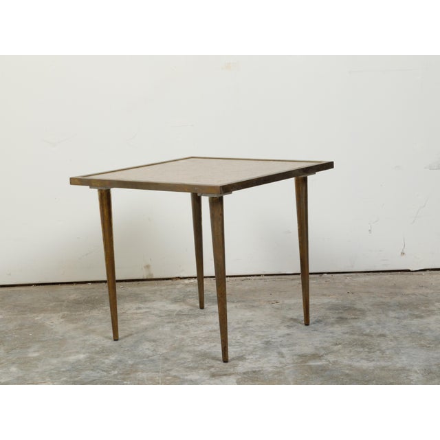 Brass Italian Midcentury Brass Coffee Table with Marble Top and Tapered Legs For Sale - Image 8 of 10