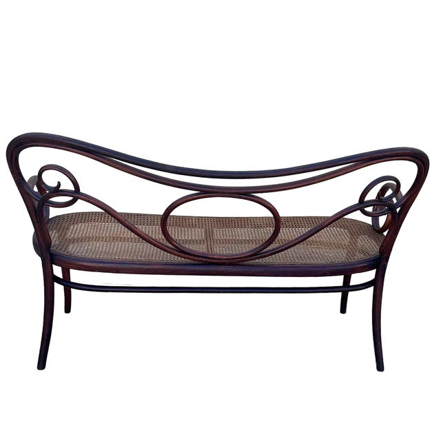 Wood Late 19th Century Vienna Secession Bentwood & Caine No. 08 Settee Bench Attributed to Jacob & Josef Kohn For Sale - Image 7 of 8