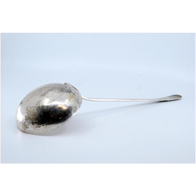 Plain Silver Soup Ladle with Embossed Handle For Sale - Image 5 of 11