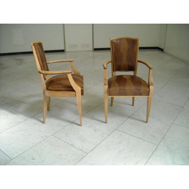 1940s Set of Art Deco Faux Crocodile Embossed Leather Armchairs, 1940s For Sale - Image 5 of 8