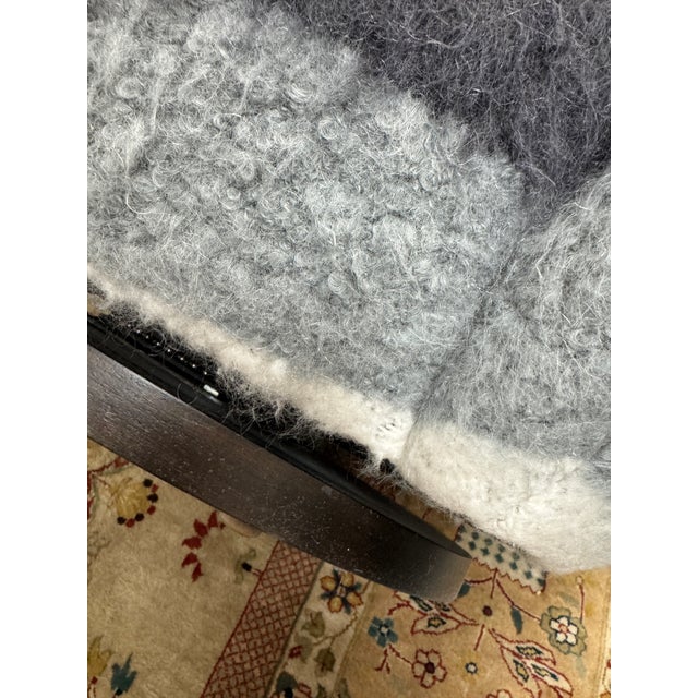Textile Sheepskin Stripe Swivel Chair For Sale - Image 7 of 12