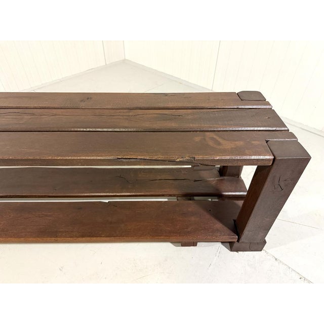 Large Brutalist Oak Bench Wall Table, 1900s For Sale - Image 9 of 18
