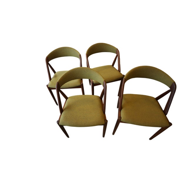 Model 31 Chairs in Teak and Wool Fabric by Kai Kristiansen for Schou Andersen, 1960s, Set of 4 For Sale - Image 12 of 17