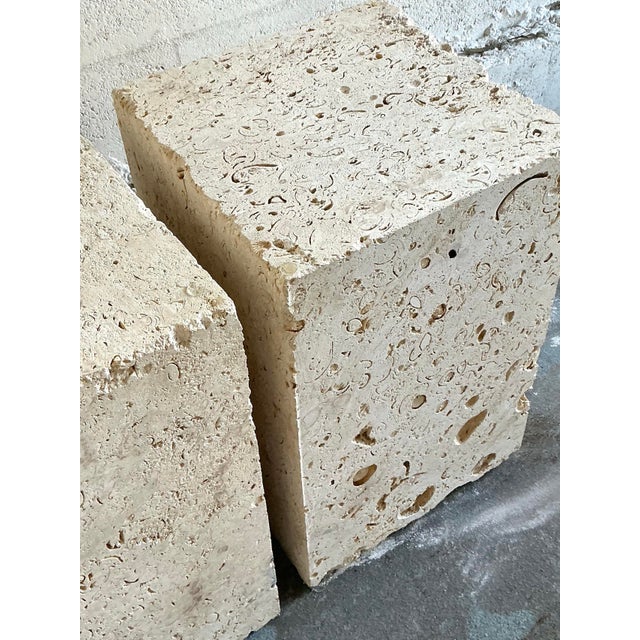 Vintage Coastal Coquina Block Dining Table Pedestal - Set of 2 For Sale - Image 9 of 12