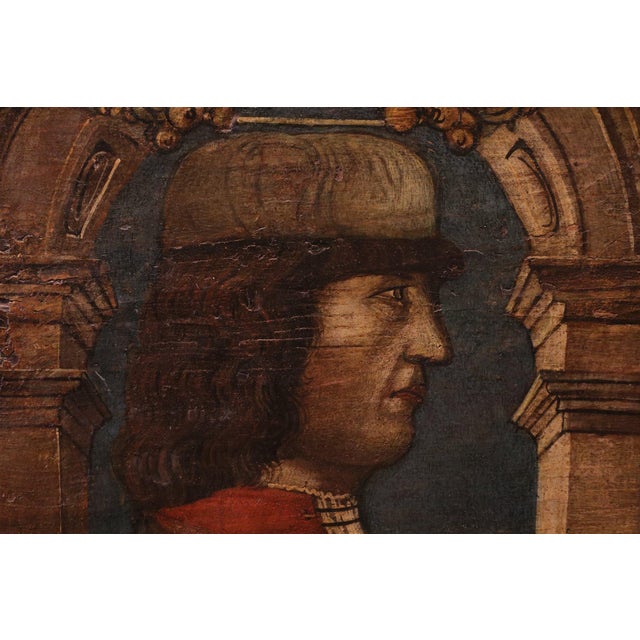 Bonifacio Bembo Seguace, Pair of Panels of Saint Sebastian Guerriero, 1620, Oil on Board For Sale - Image 13 of 15