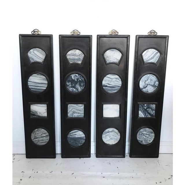 This is a set of four antique Chinese Dali stone panels which depict wonderful landscape images. The stone is set in an...